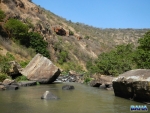 A polluted Umgeni River, below the Howick Falls