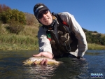 Warren Prior with a wild brown trout in the Bushman\'s River
