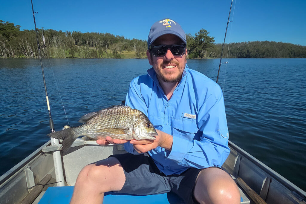 Warren with a bream at Lake Conjola