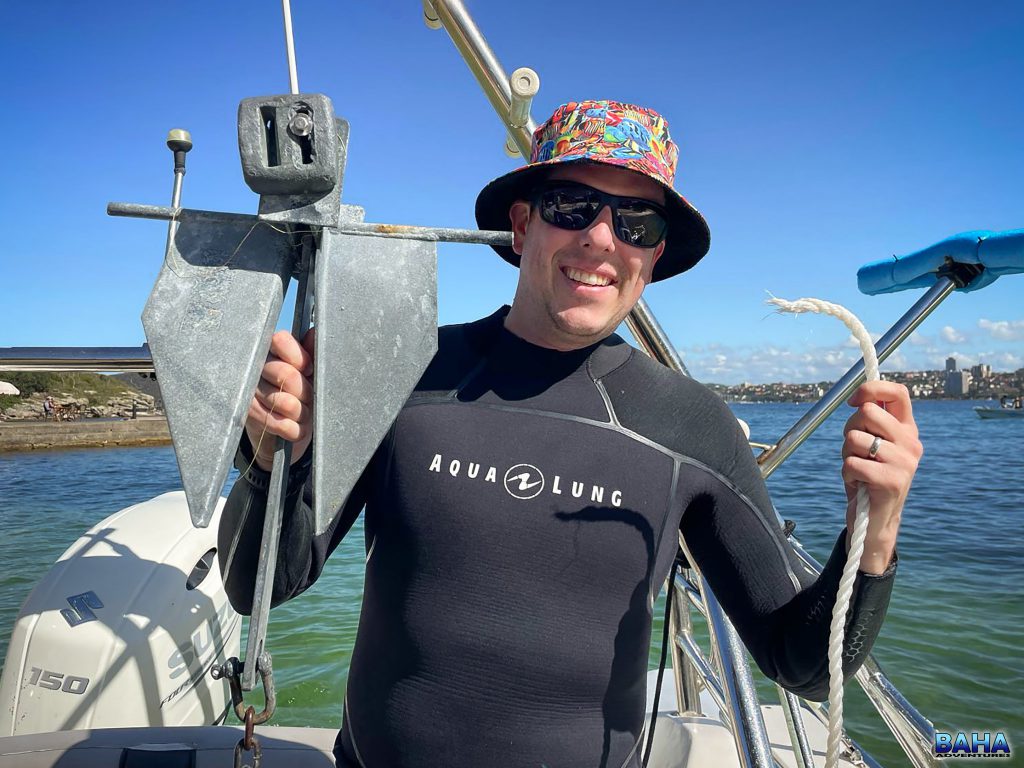 Warren with the anchor he retrieved after the shot line snapped